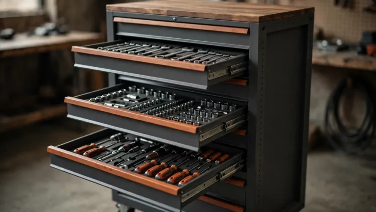 Best tool storage — rolling tool chest with open drawers of neatly organized wrenches and sockets