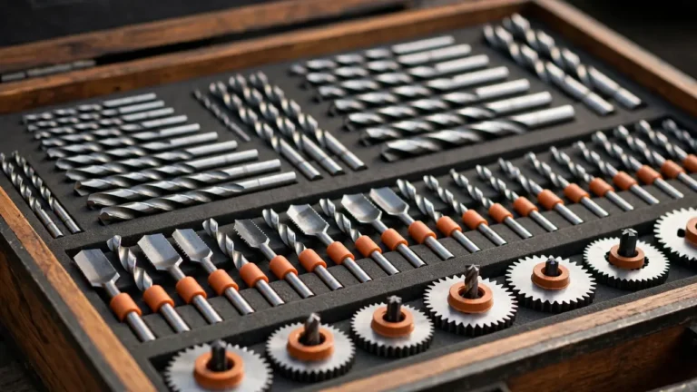 Drill bits explained — an open case of drill bits in neat rows, twist bits, spade bits and hole saws